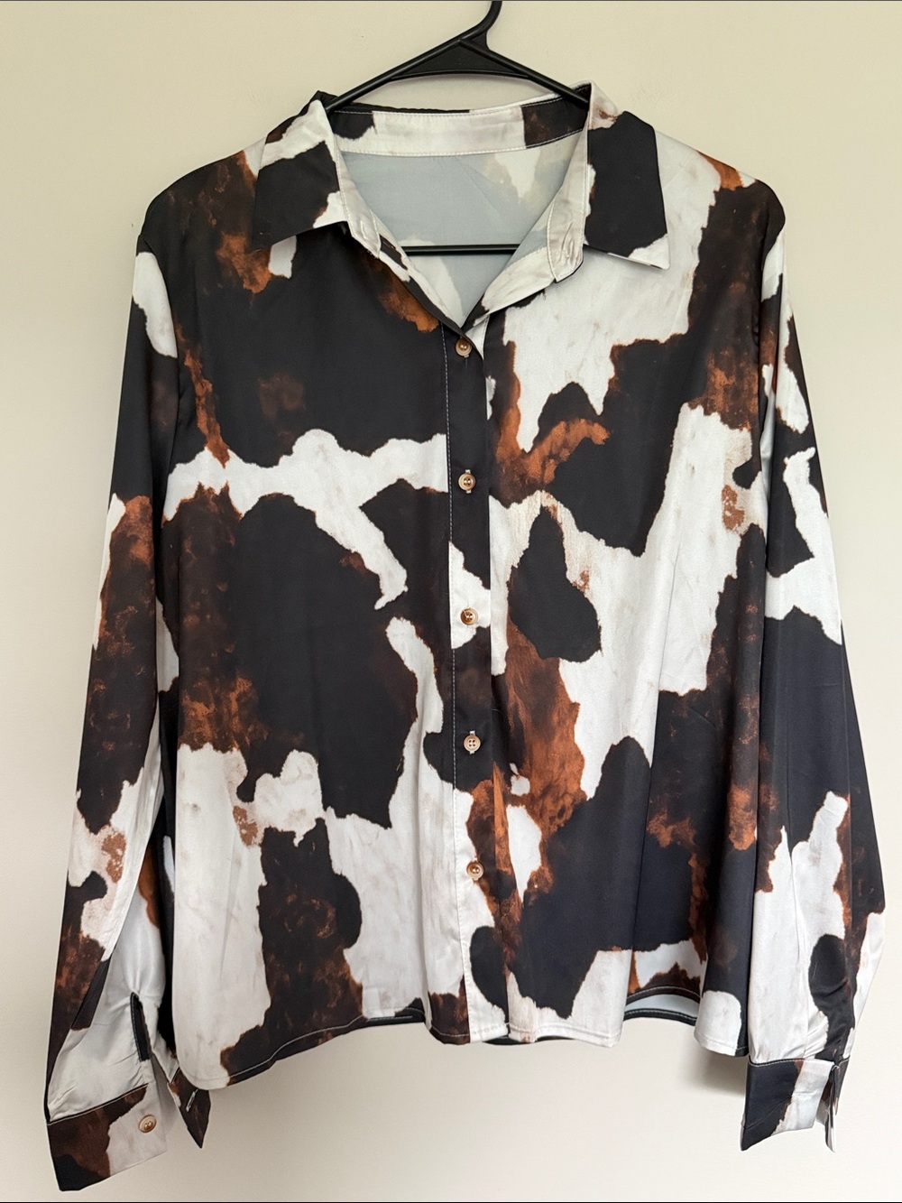 Abstract Cowprint Button-Up Shirt - Picture 1 of 5